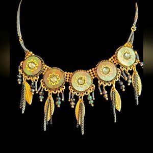 IKITA PARIS Necklace Statement Gold & Silver 18" - 19"